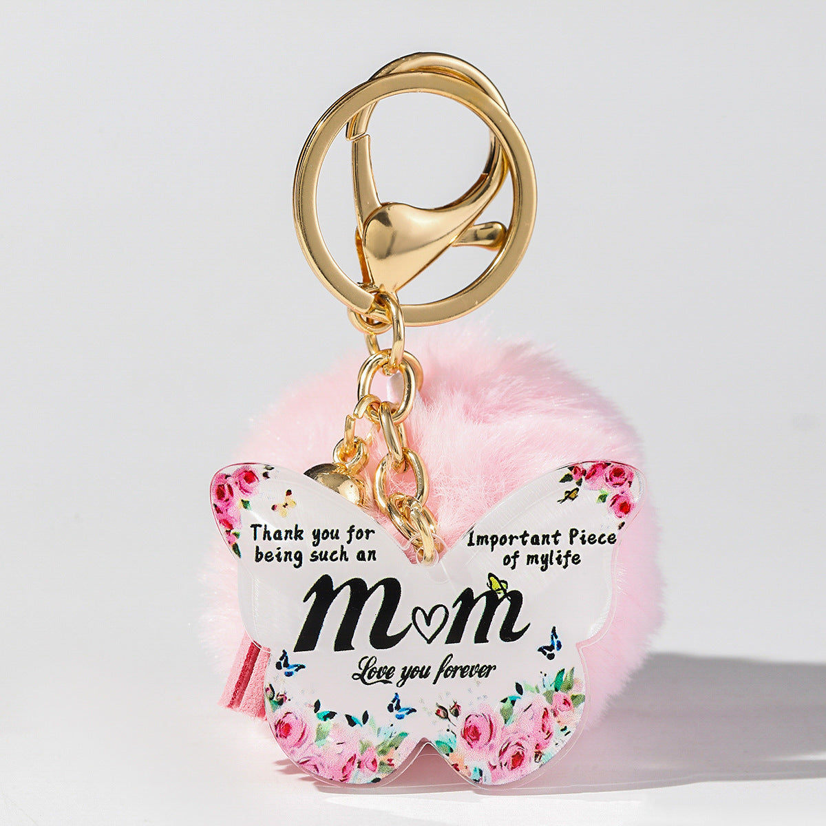 Wholesale Floral Butterfly Keychain Unique Plush Pom Poms and Tassel Gifts for Mom and Grandma